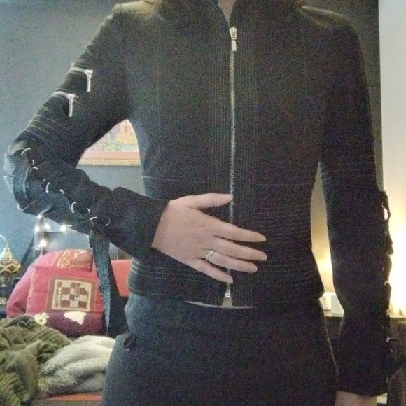 RK Goth Punk Short Fitted Jacket - Picture 1 of 6